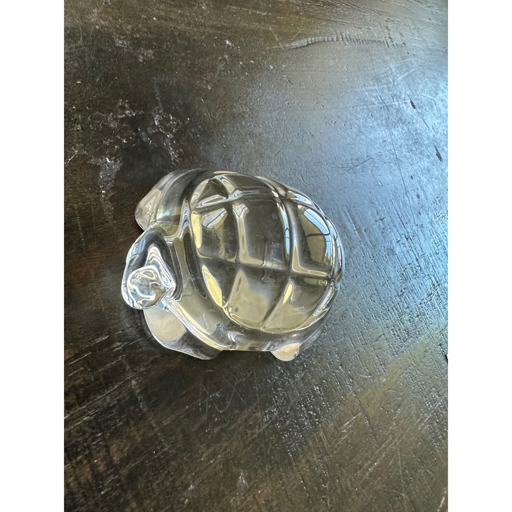 Baccarat Crystal Turtle Paperweight Figurine Clear Art Glass Made in France EUC